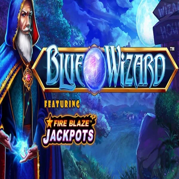Blue Wizard Fire Blaze Jackpots logo by Rarestone Gaming Bwin Casino